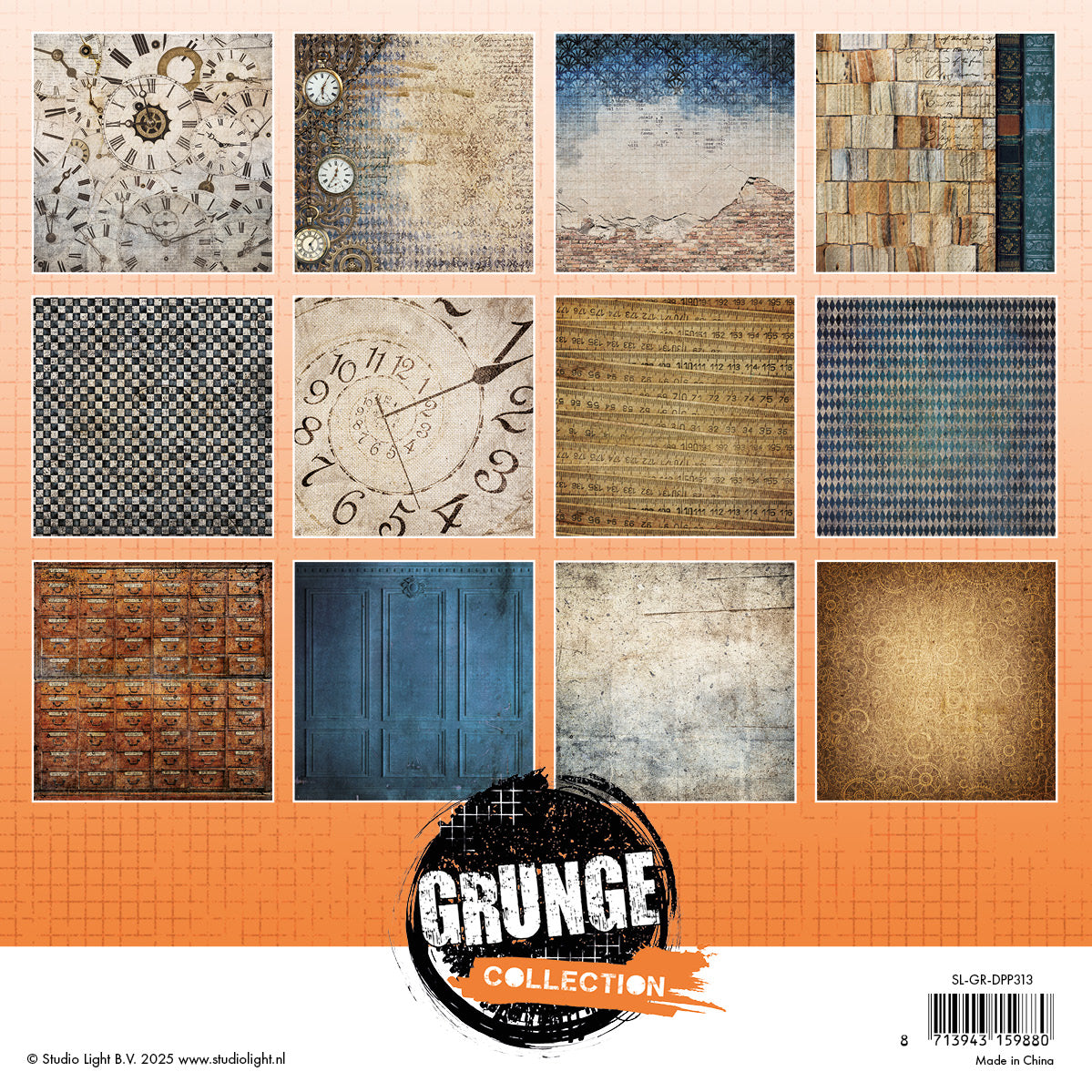 Studio Light Grunge papirblokk Background 20x20 cm