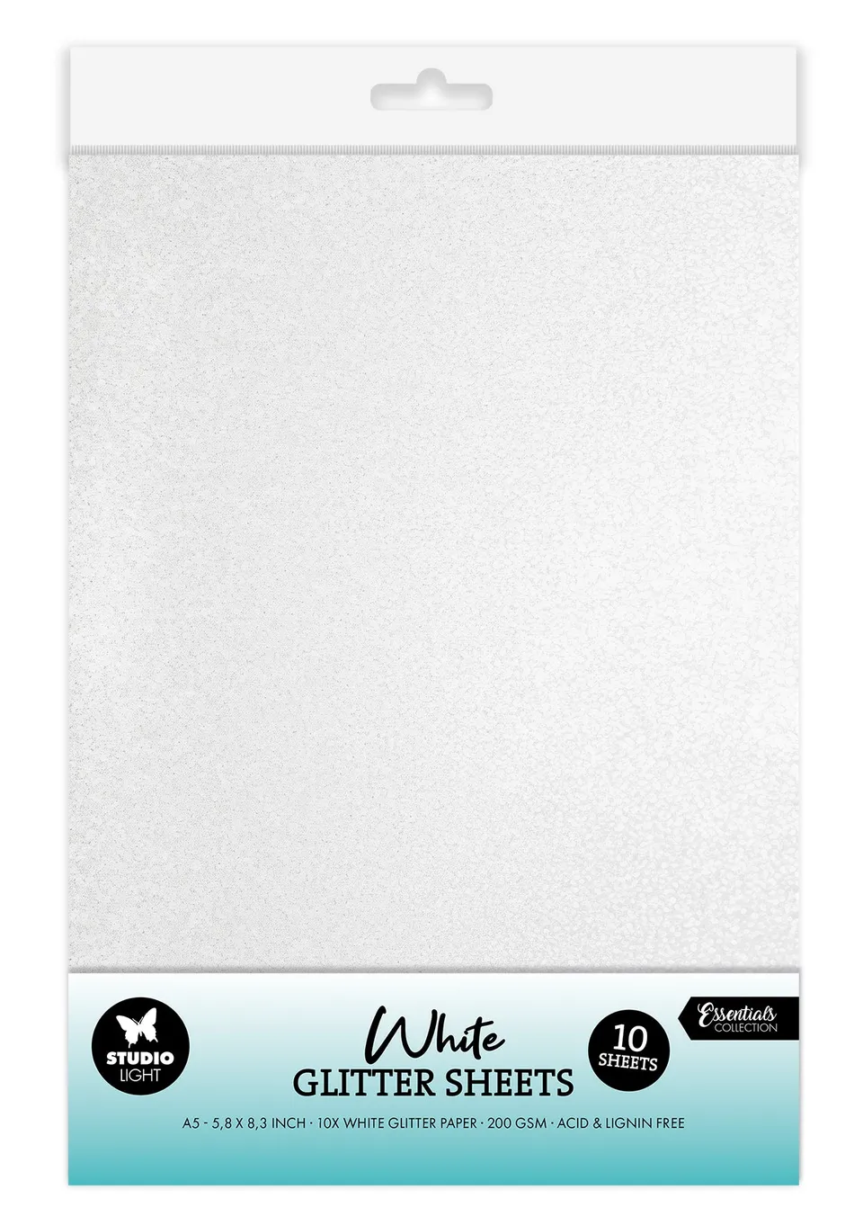 Studio Light Essentials Glitter Sheets glitterpapir 10 ark hvit