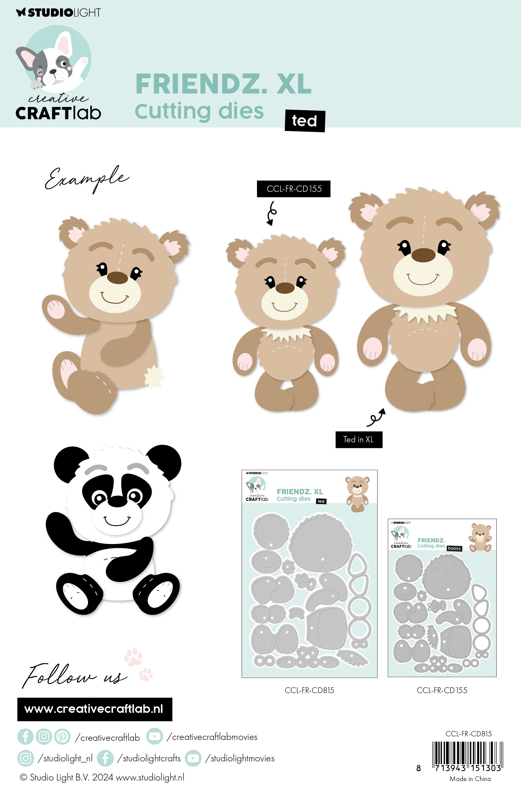 Studio Light Friendz Ted XL kuttemal dieskutt bamse