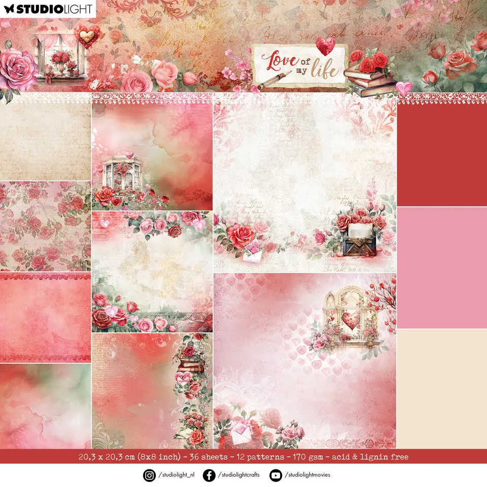Studio Light Love of My Life Backgrounds papirblokk valentin