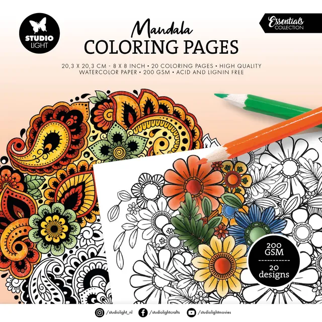 Studio Light Essentials Mandala fargeleggingsark 20 ark