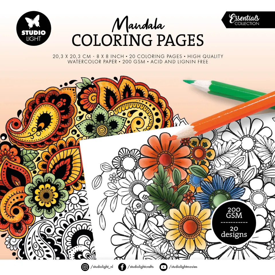 Studio Light Essentials Mandala fargeleggingsark 20 ark