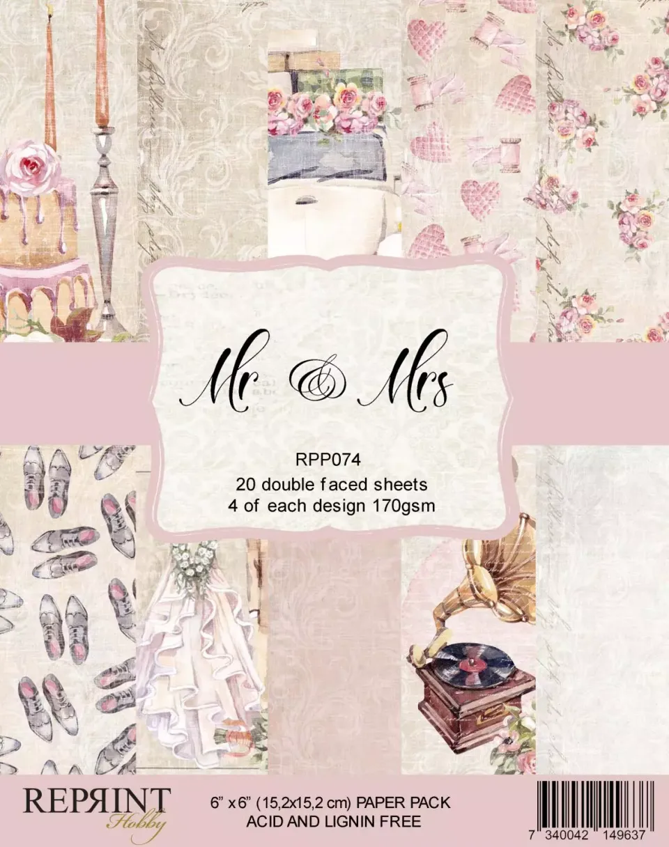 Reprint Mr & Mrs Collection papirpakke 6x6 bryllup