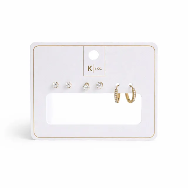 K&Co Signature Tiana øresett gull rustfritt stål