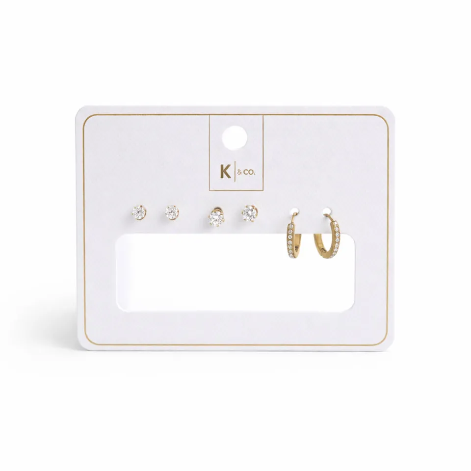 K&Co Signature Tiana øresett gull rustfritt stål