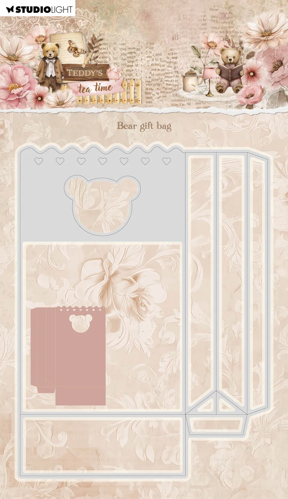 Studio Light Teddy's Tea Time dies Bear gift bag