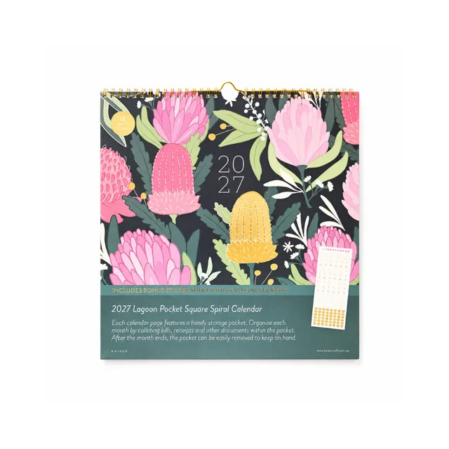 KaiserCraft 2027 Pocket Square Spiral kalender Lagoon med lommer