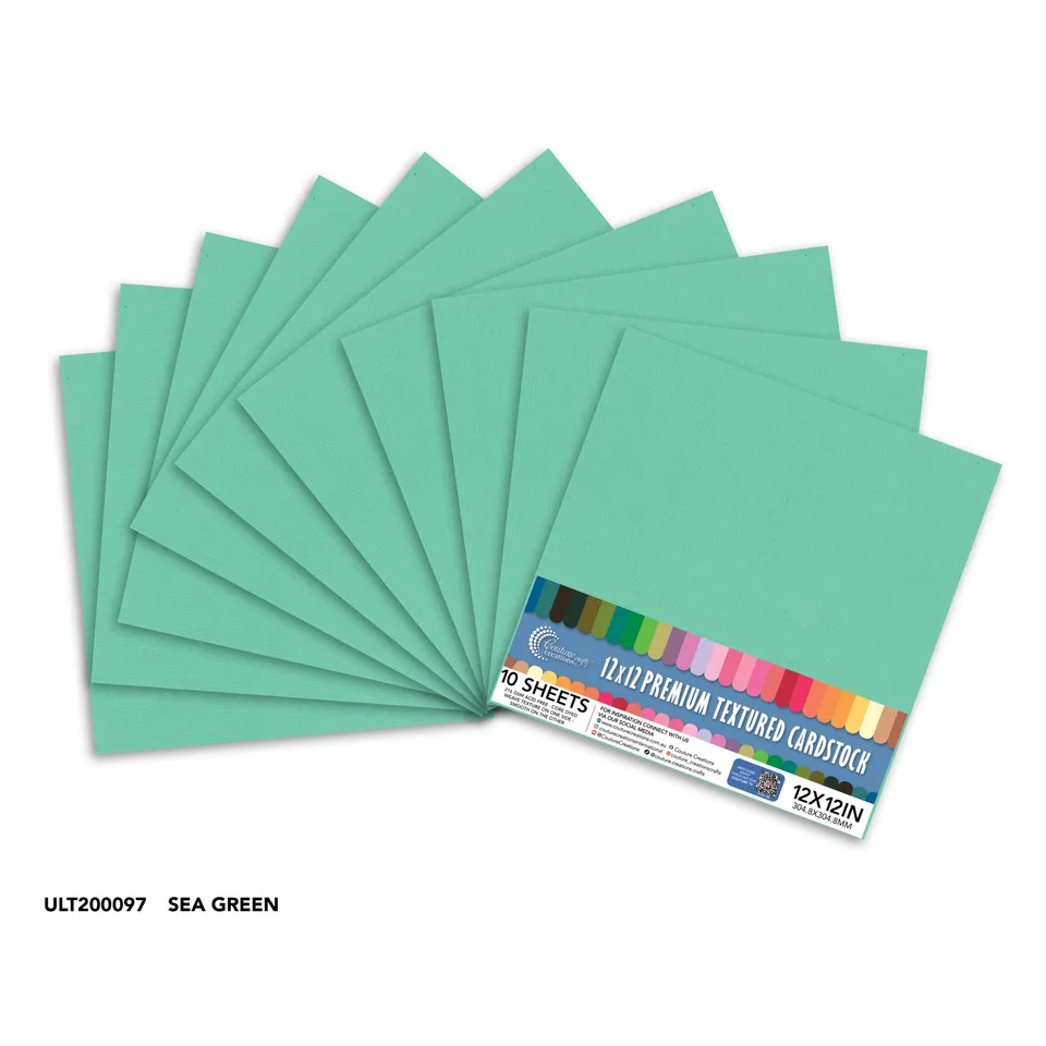 Couture Creations Sea Green kartong 12x12 10 ark 216 g tekstur