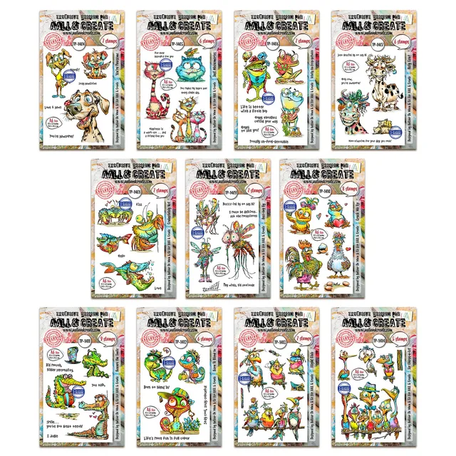 AALL & Create Fun & Paws stempelbundle 11 A6-sett dyr