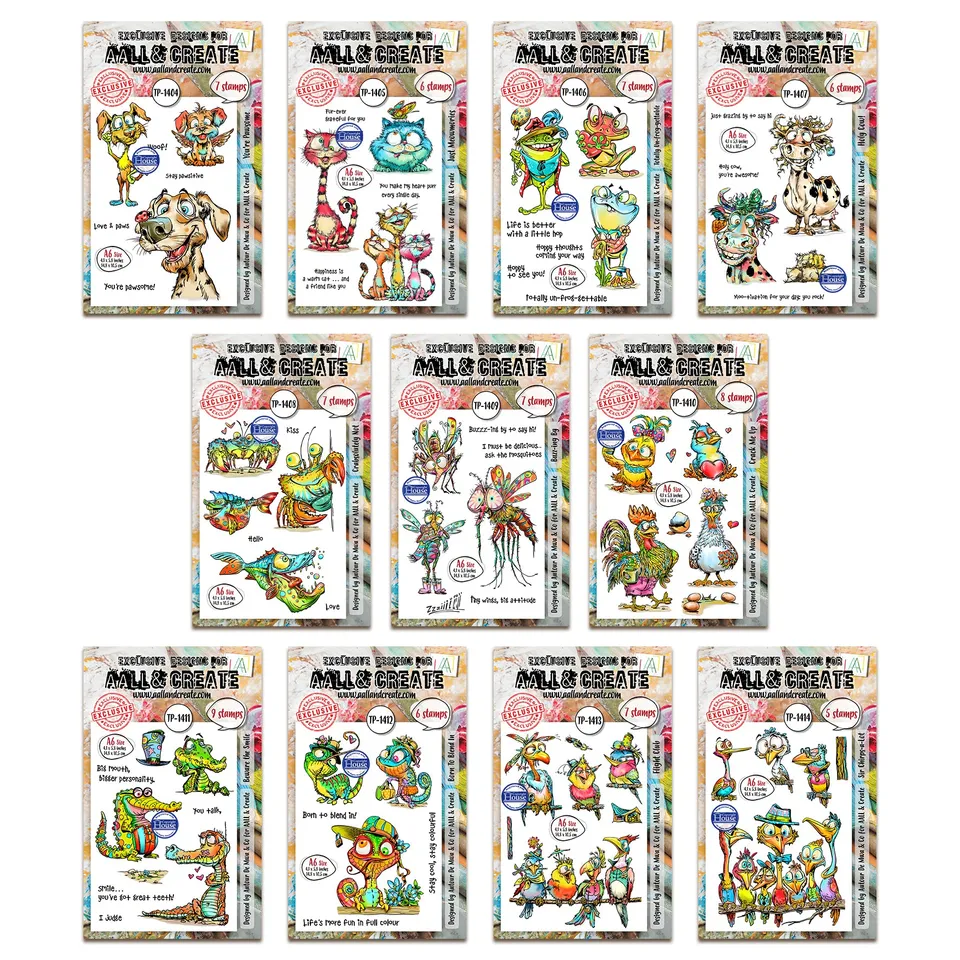 AALL & Create Fun & Paws stempelbundle 11 A6-sett dyr