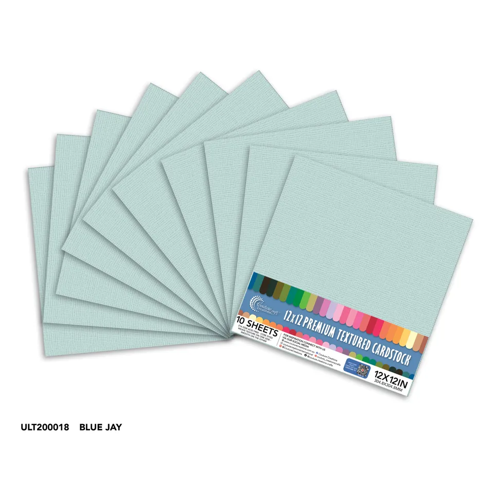 Couture Creations teksturert kartong blue jay 12x12 10 ark