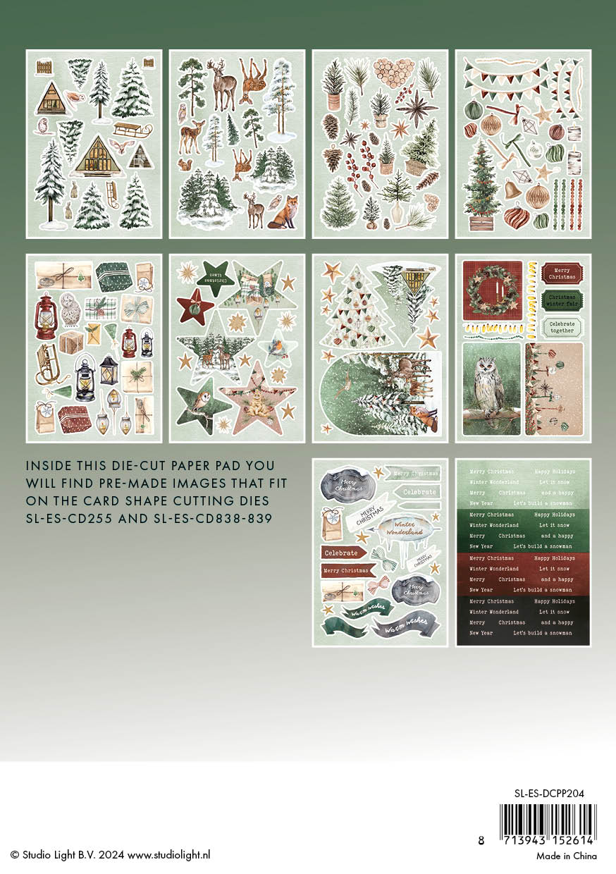 Studio Light Essentials Festive Forest dieskutt papirblokk jul