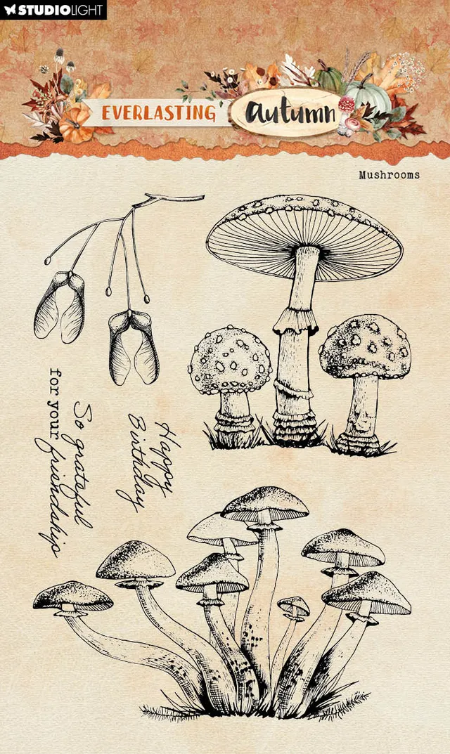 Studio Light Everlasting Autumn Mushrooms clear stamp sopp