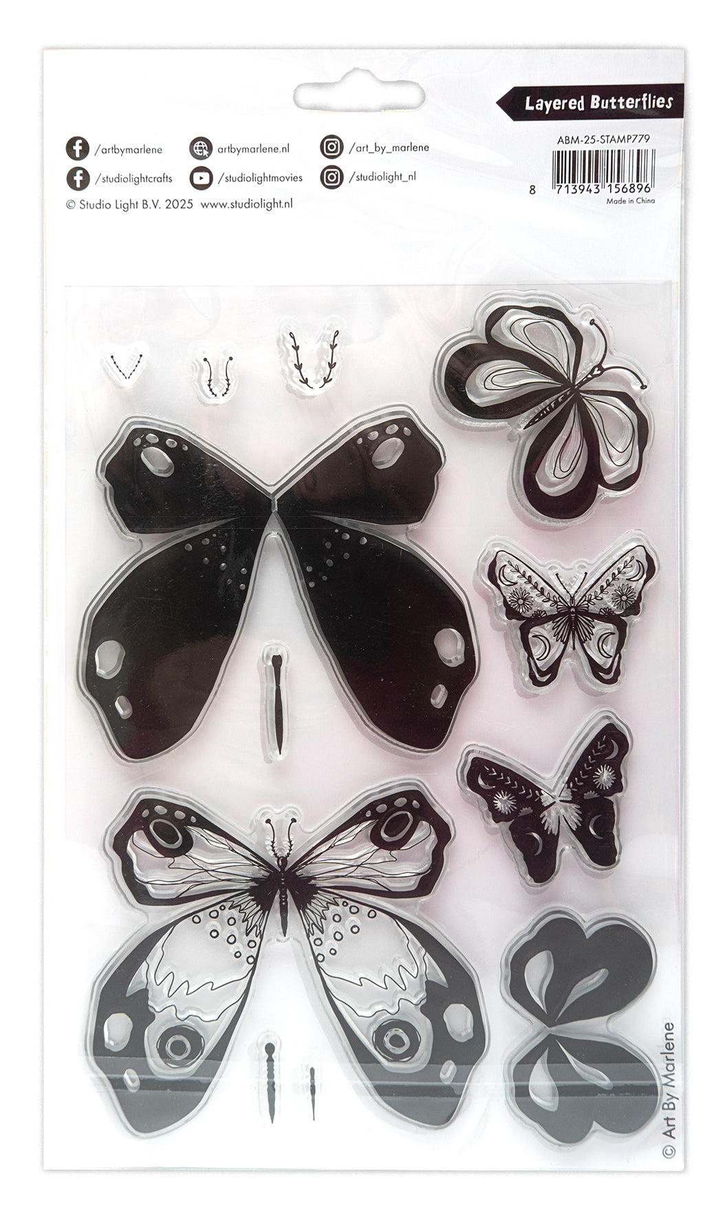 Art by Marlene 2025 Layered Butterflies clearstempel A5
