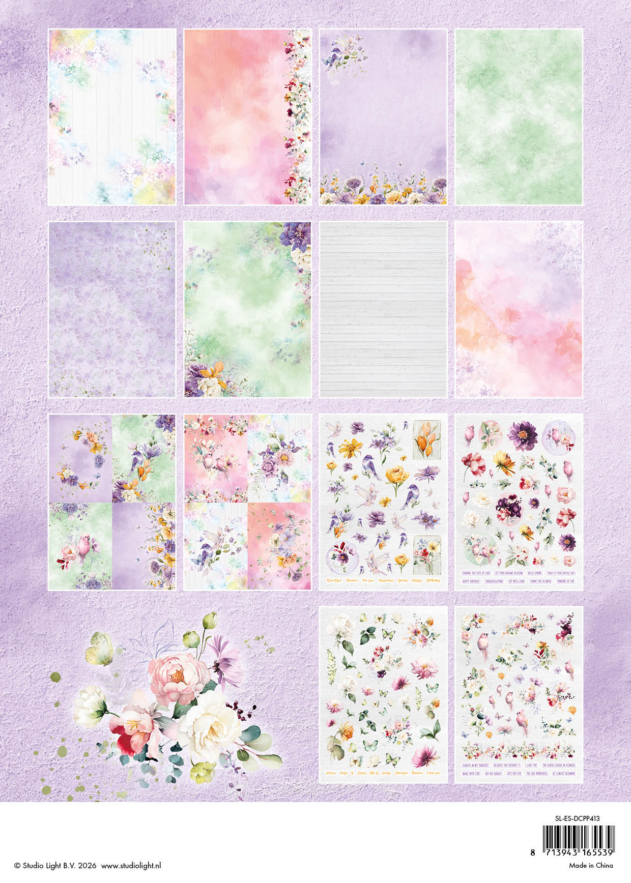 Studio Light Essentials Flowers die-cut papirblokk 28 ark
