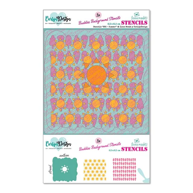 CarlijnDesign Buddies CDSC-0042 sjablong sommer 3-pakning