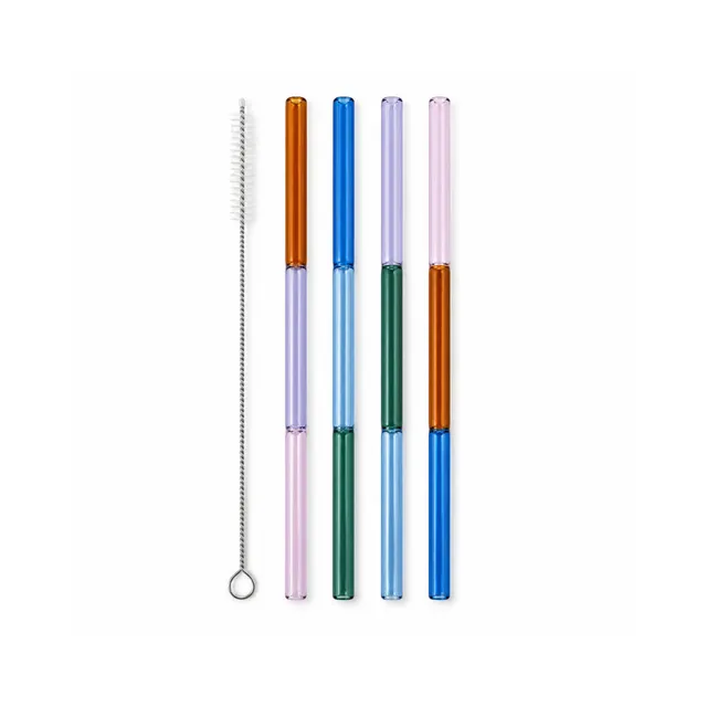 K&Co Lagoon 3-tone glassugerør 4-pakk børste