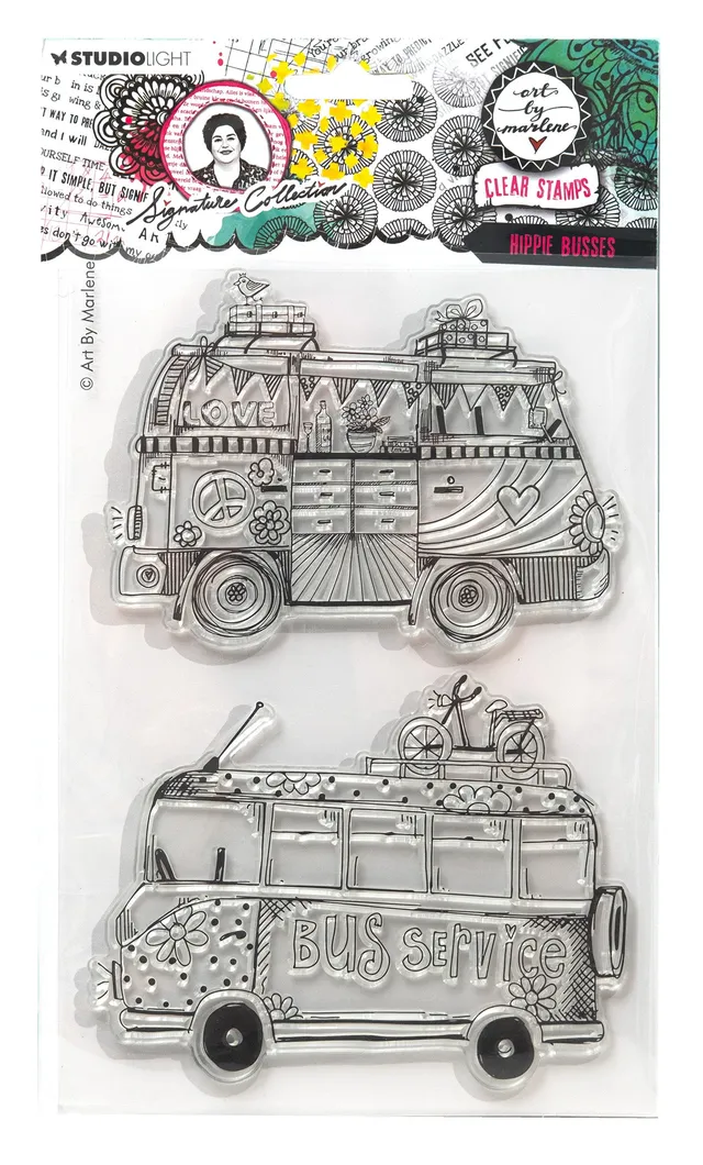 Art by Marlene Signature Hippie Busses clear stamp buss