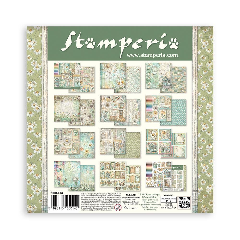 Stamperia Daisy Art papirblokk 8x8 blomstermønster