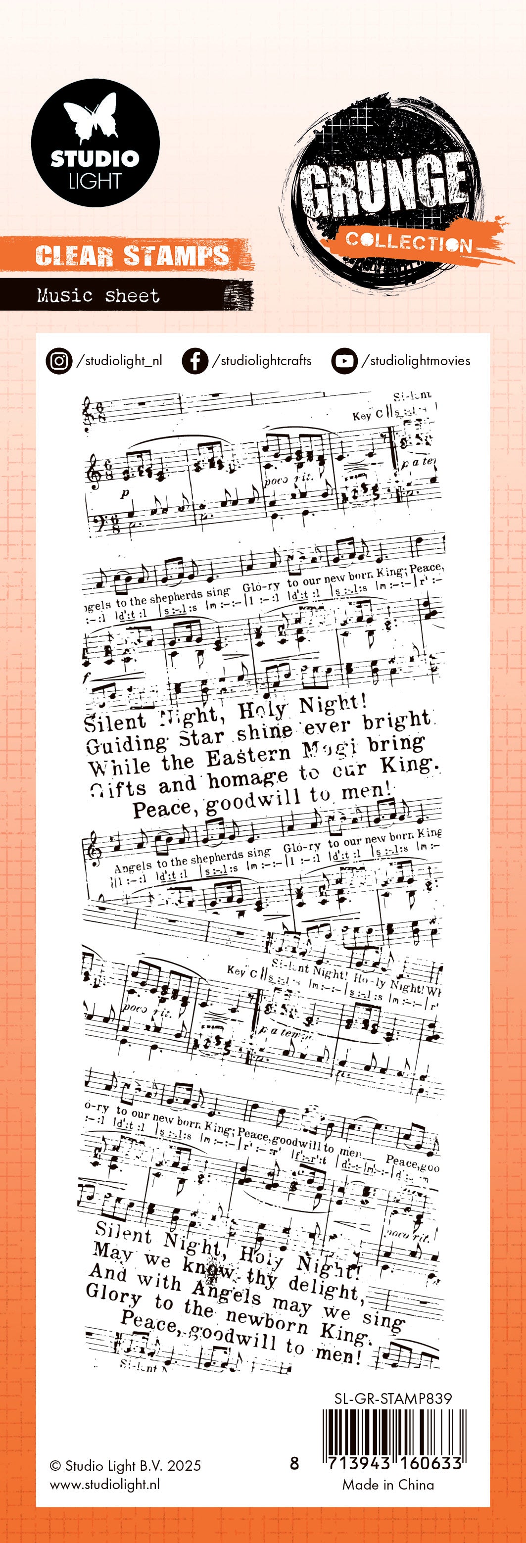 Studio Light Grunge Music Sheet stempel noteark