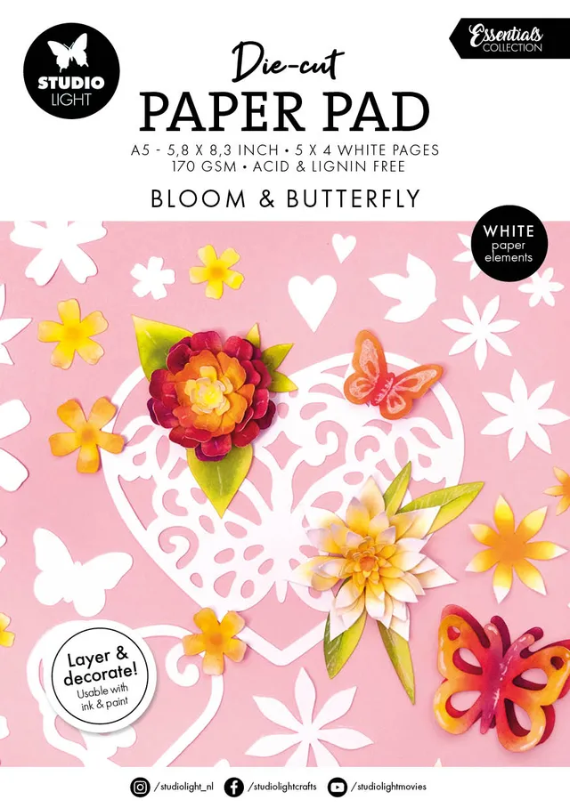 Studio Light Essentials Bloom & Butterfly papirblokk 20 ark