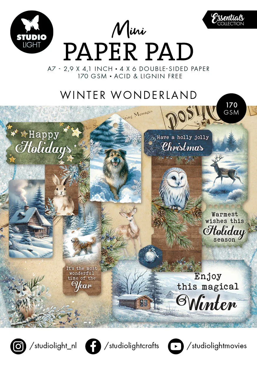 Studio Light Essentials Winter Wonderland papirblokk mini 24 ark