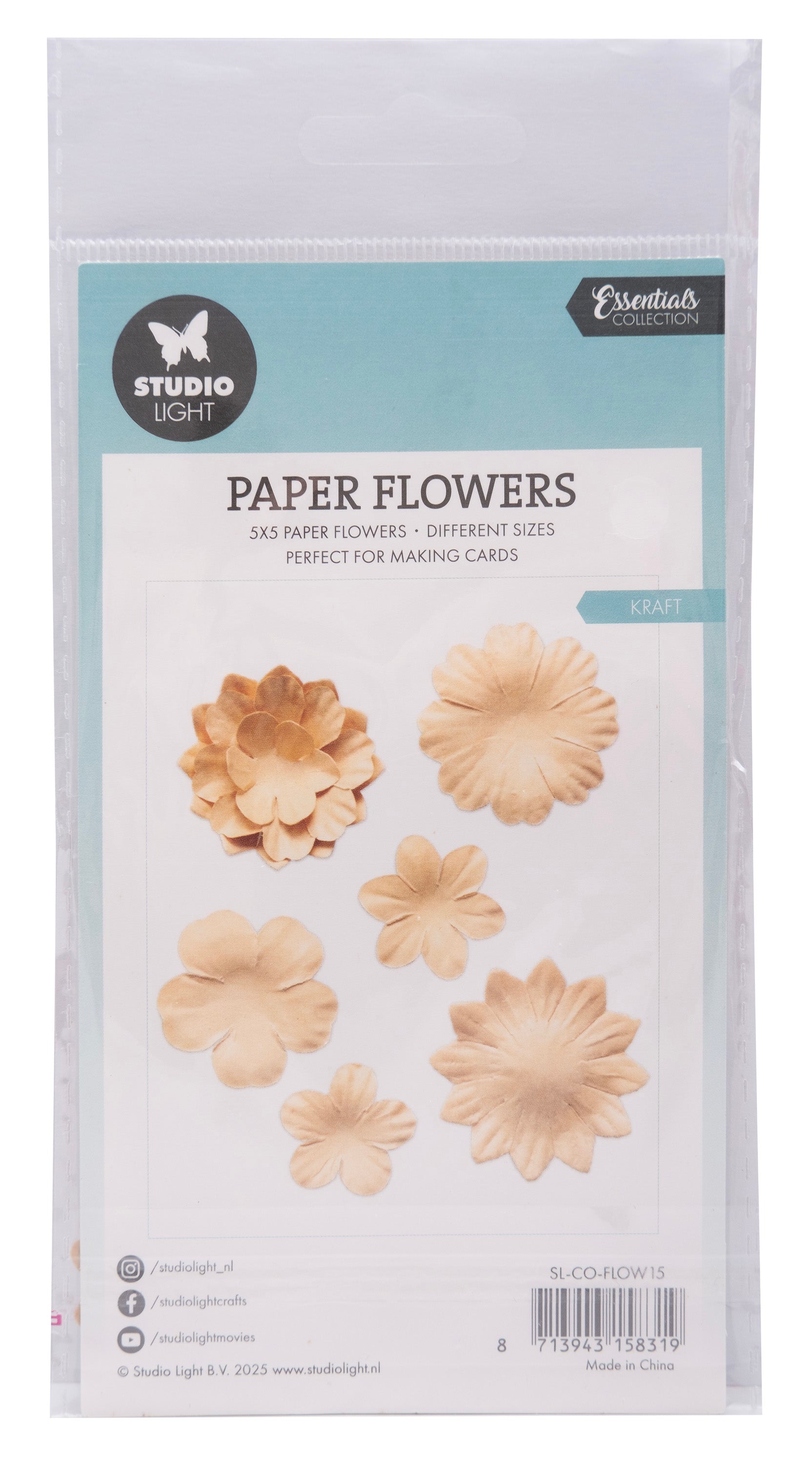 Studio Light Essentials papirblomster kraft 25 stk