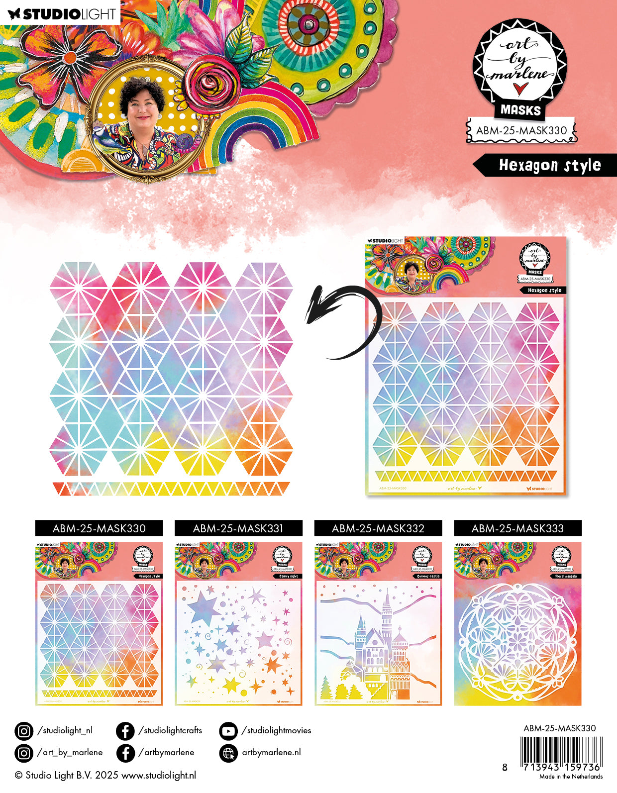 Studio Light Art by Marlene 2025 Hexagon sjablong maske