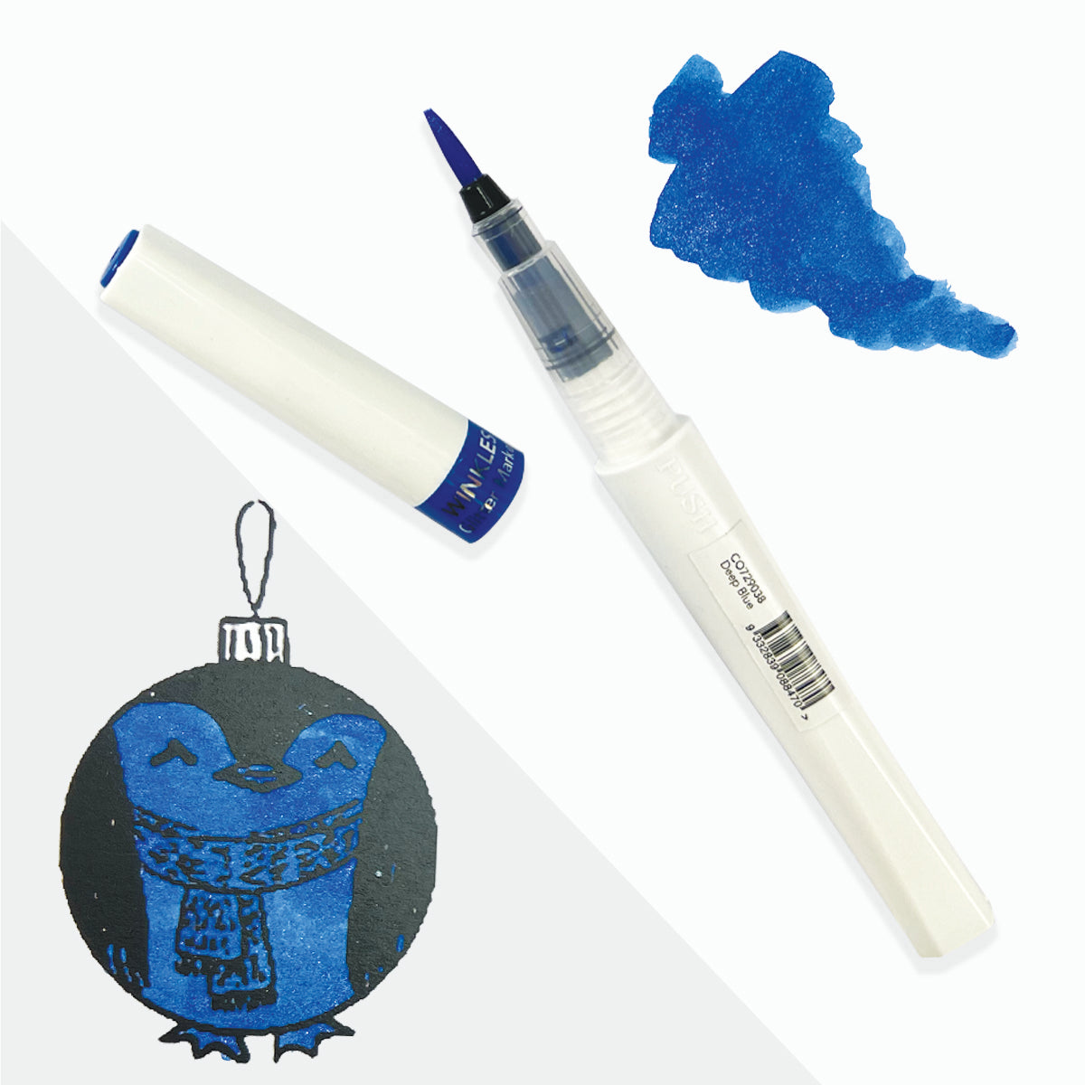 Winkles Glitter Brush Marker tusj Marine Blue blå