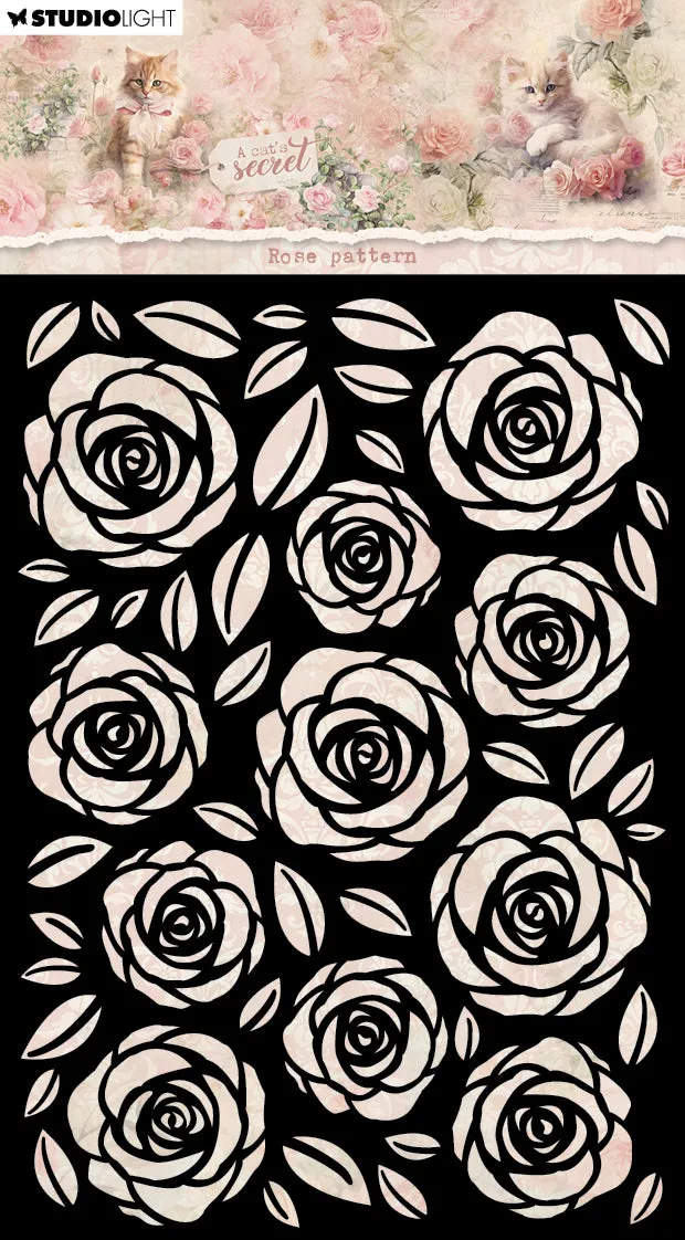 Studio Light A Cat's Secret Rose pattern sjablong rose