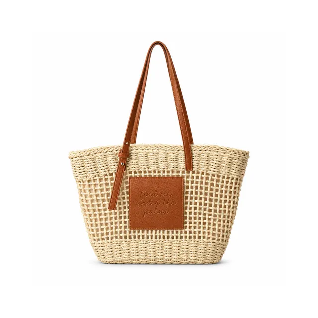 K&Co. Sunset Spritz Straw Tote Bag stråveske lys