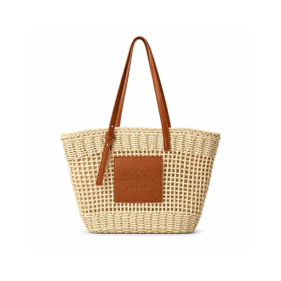 K&Co. Sunset Spritz Straw Tote Bag stråveske lys