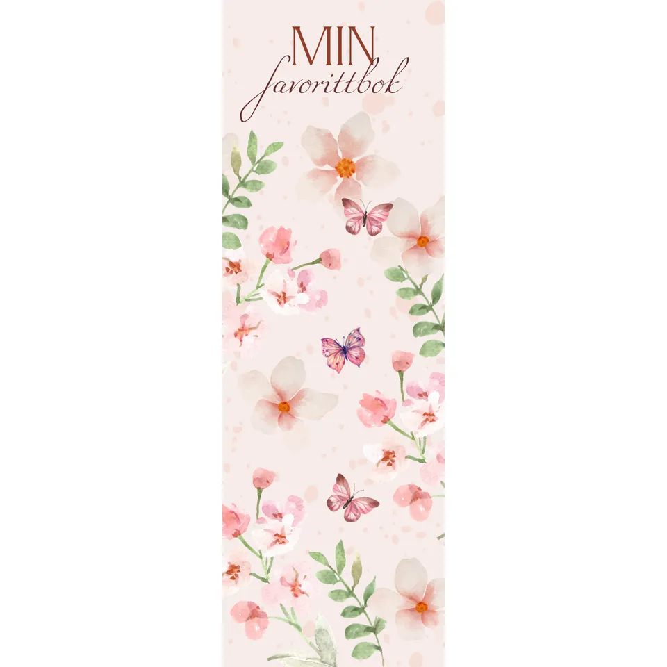 Papirglede Bokmerke rosa sommerfugler 3 Min favorittbok