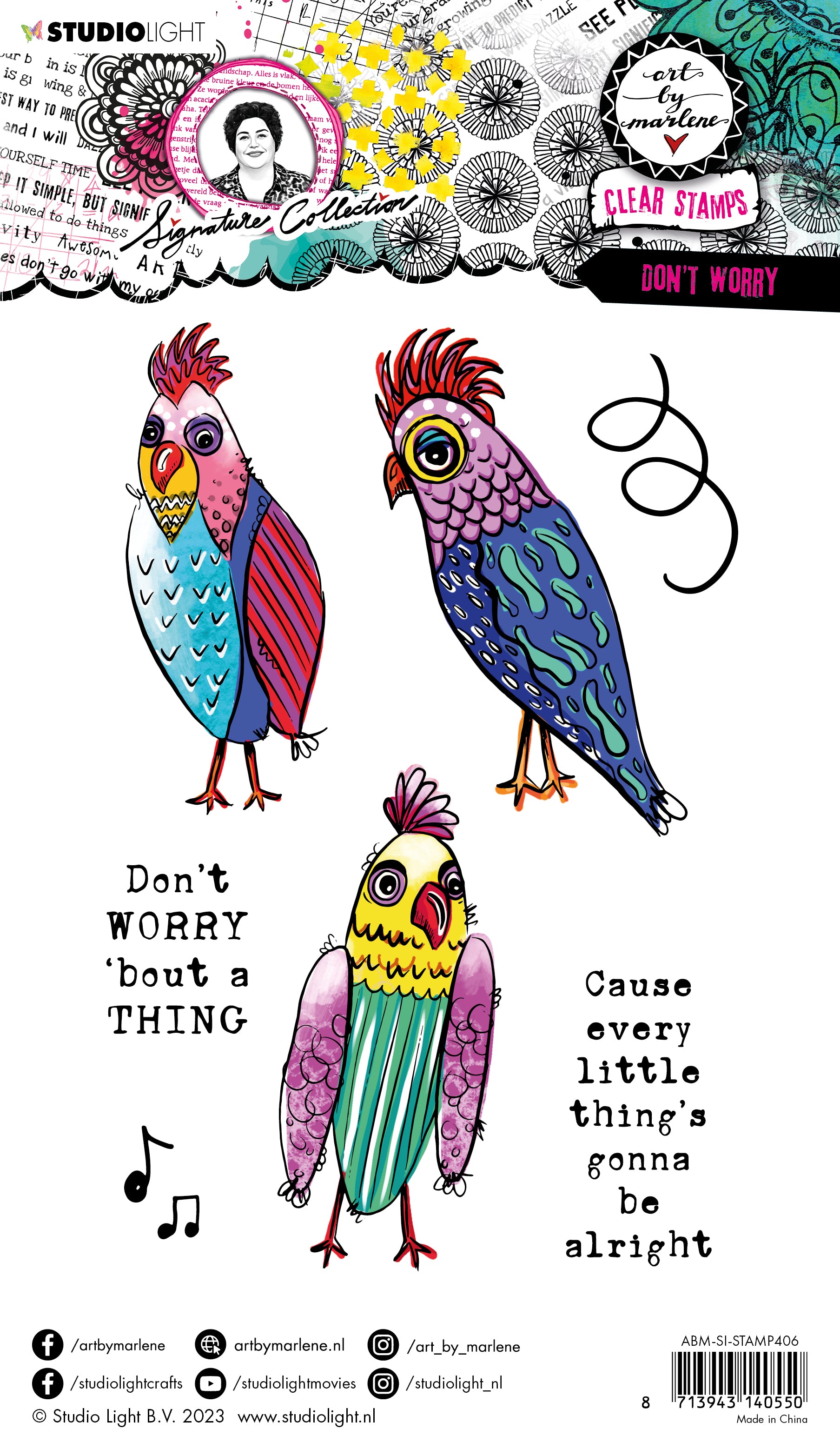 Art by Marlene Signature stempel Don’t worry klarstempel tekst
