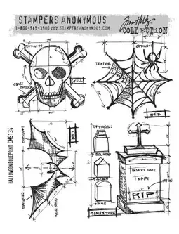 Tim Holtz Halloween Blueprint stempel halloweenmotiv