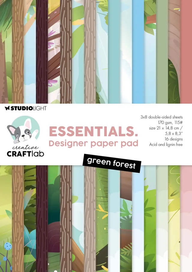 Studio Light Creative Craftlab papirblokk Green forest A5 grønn
