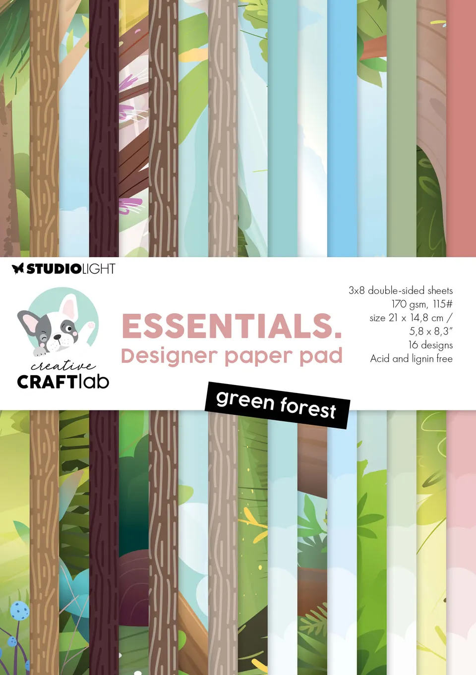 Studio Light Creative Craftlab papirblokk Green forest A5 grønn