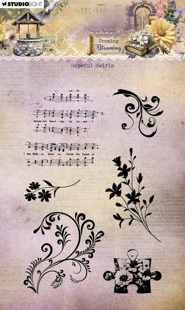 Jenine’s Mindful Art Growing Blooming stempel Hopeful
