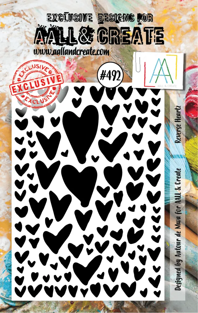 Aall and Create 492 Reverse Hearts stempelsett A7 hjerter