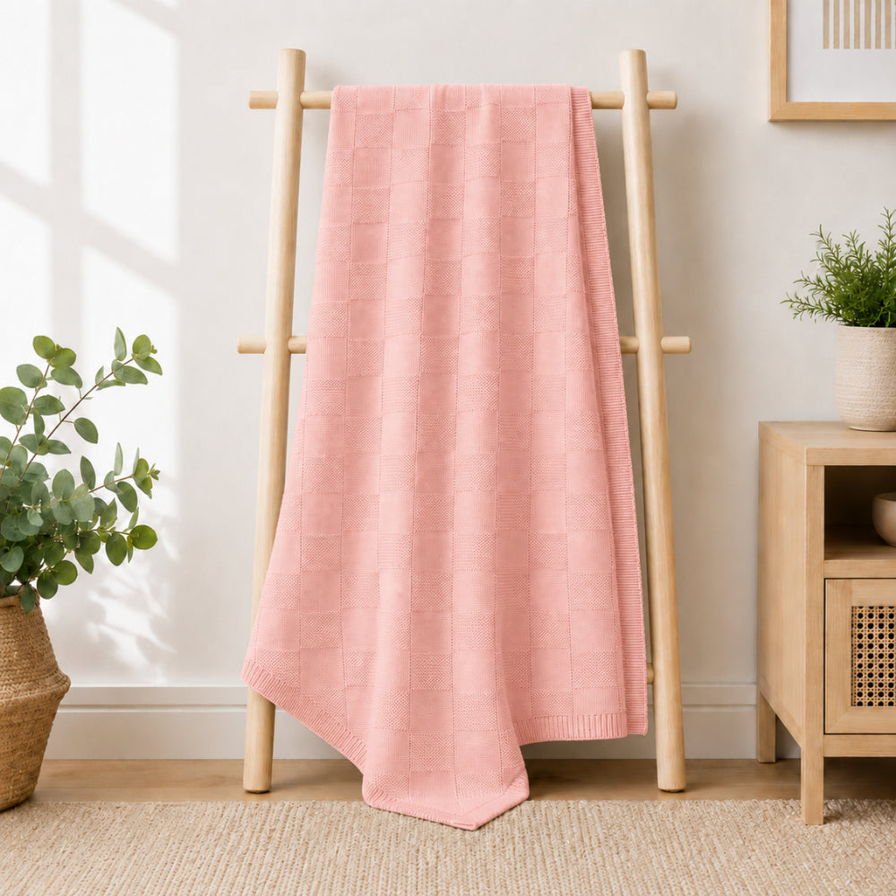 KaiserCraft Story Time vognteppe strikket rosa 100x100