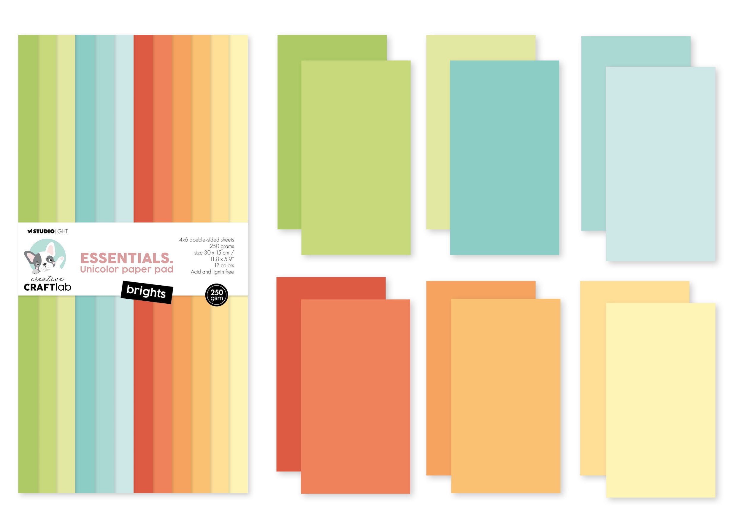 Creative Craftlab Essentials Brights papirblokk ensfarget