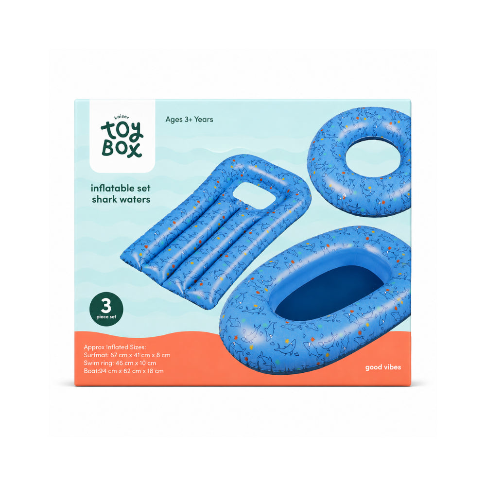 KaiserCraft Good Vibes Shark Waters badesett 3-pk oppblåsbart