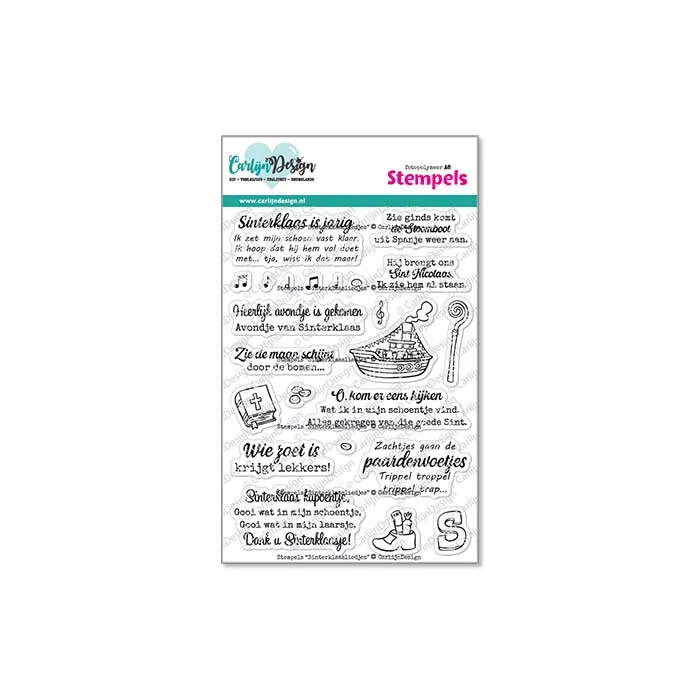 CarlijnDesign Sinterklaasliedjes CDST-0156 stempelsett A6