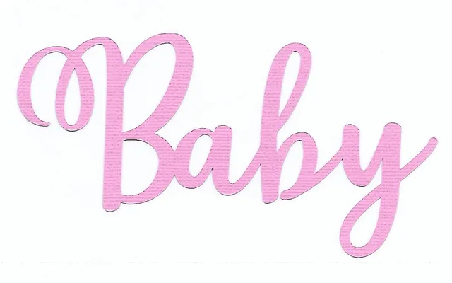 Papirglede Die-cut ord Baby rosa 14x7,5 cm