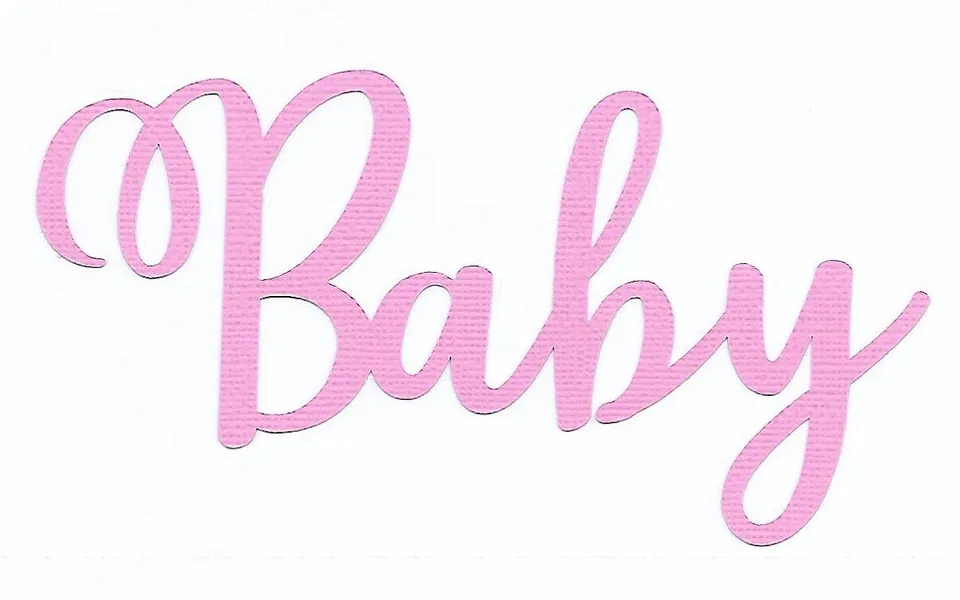 Papirglede Die-cut ord Baby rosa 14x7,5 cm