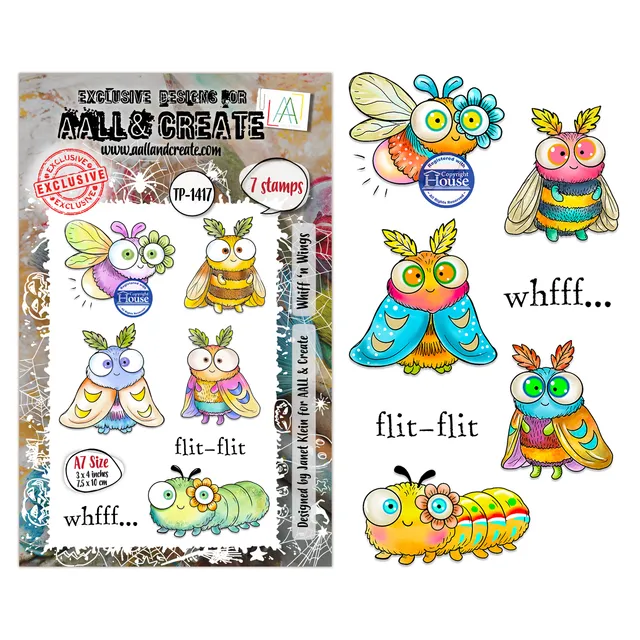 AALL & Create TP-1417 A7 stempelsett Whiff'n Wings 7 stk