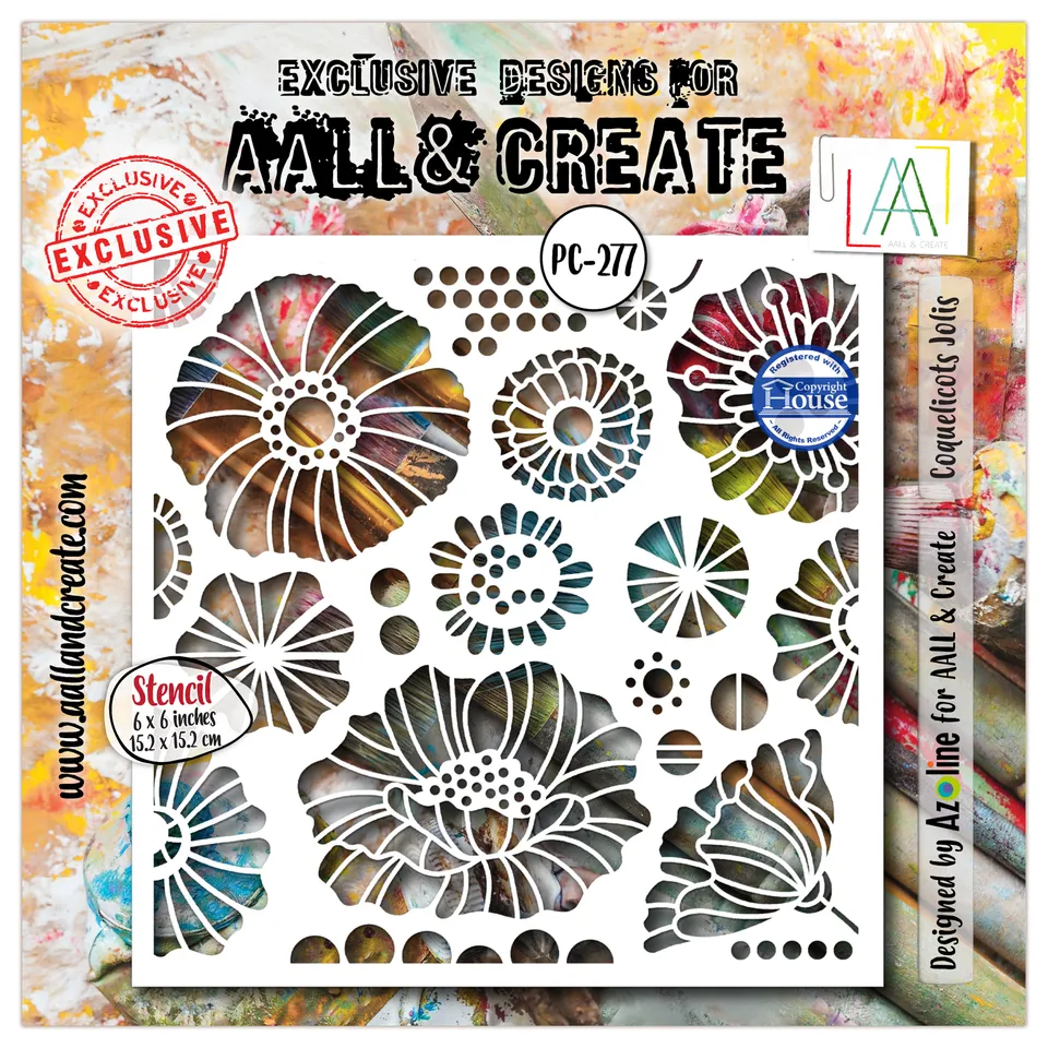 AALL & Create PC-277 Coquelicots sjablong 15x15 cm