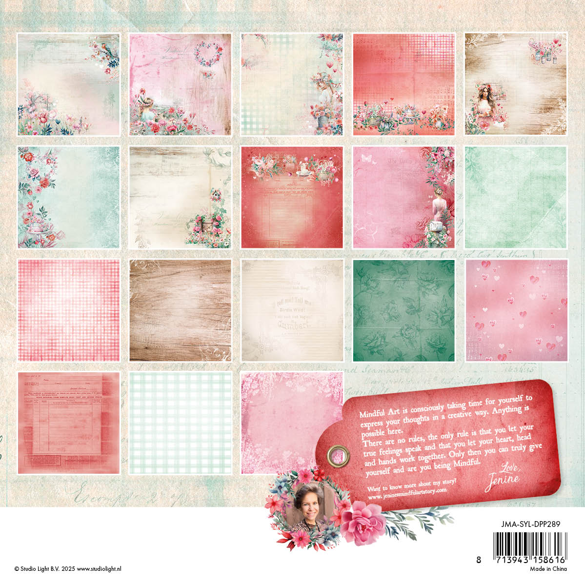 Studio Light Jenine's Mindful Art paper pad Sending You Love bakgrunner