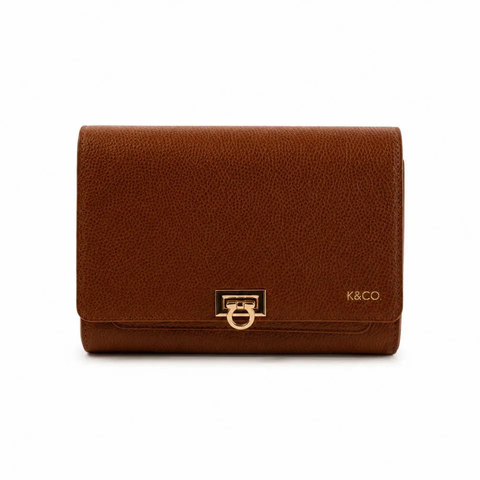 KaiserCraft K&Co Clasp lommebok clutch tan ekte skinn