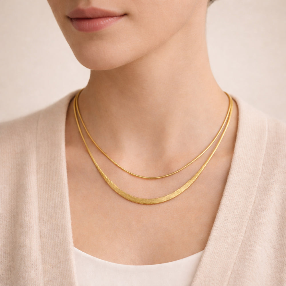 K&Co. Signature Jada halssmykke lagdelt gull slange